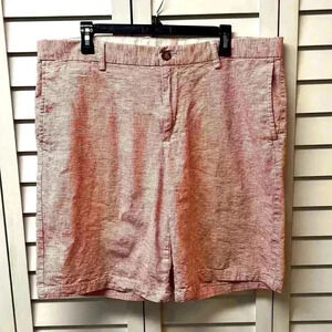 Old Navy Ultimate Slim Linen Blend Shorts Size 38 Inseam 9” Red & White Stripes